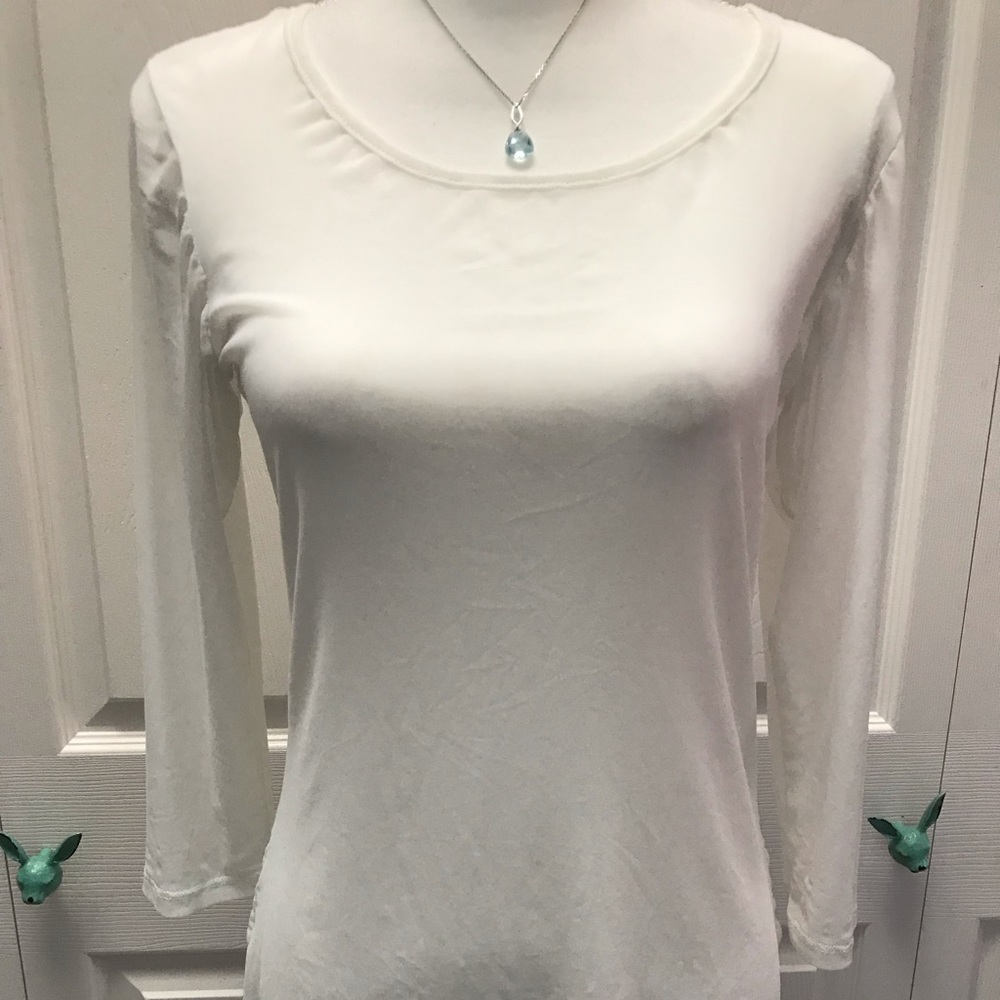GEE LORETTA White Shear Top 3/4 sleeves/ Lg🌷